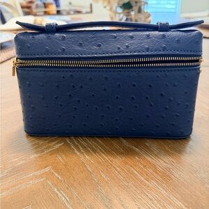 Elegant Blue Leather Wristlet Clutch